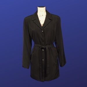 ANNE KLEIN II Lightweight Trench Coat, BLACK, Women’s Size M, Pre-owned, EUC